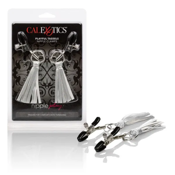 Couples Nipple Play Playful Tassels Nipple Clamps Silver CalExotics