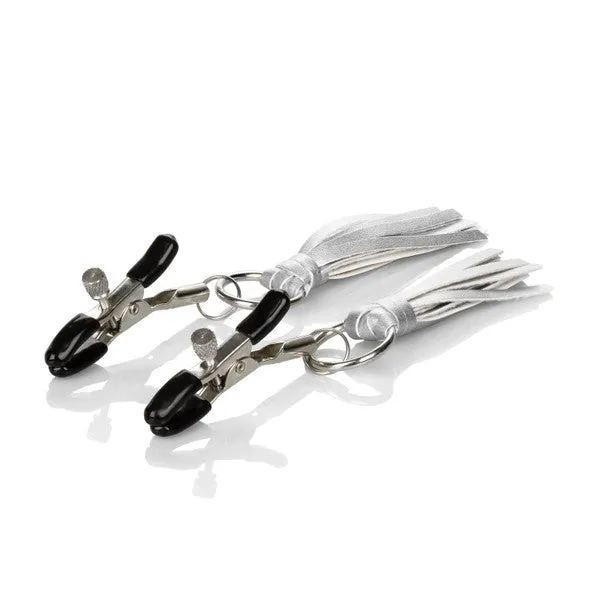 Couples Nipple Play Playful Tassels Nipple Clamps Silver CalExotics
