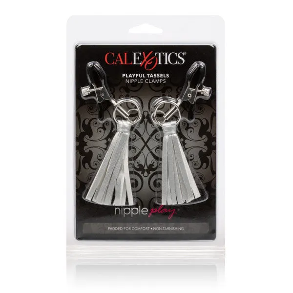 Couples Nipple Play Playful Tassels Nipple Clamps Silver CalExotics