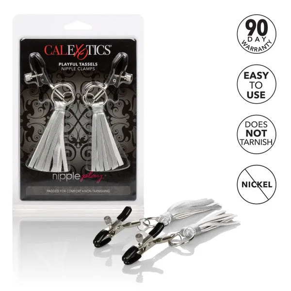 Couples Nipple Play Playful Tassels Nipple Clamps Silver CalExotics
