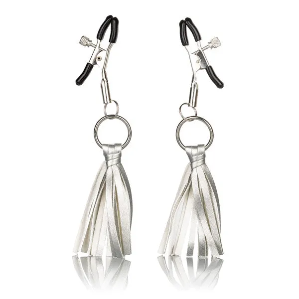 Couples Nipple Play Playful Tassels Nipple Clamps Silver CalExotics