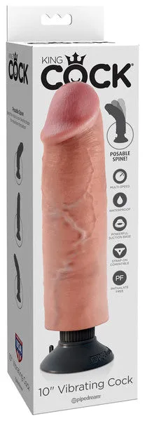 Dildos Pipedream Products King Cock 10 in Vibrating Cock Flesh