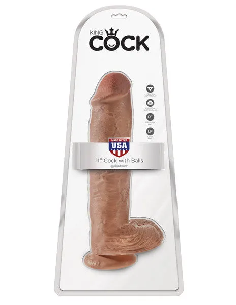 Dildos Pipedream Products King Cock 11 in Cock with Balls Tan