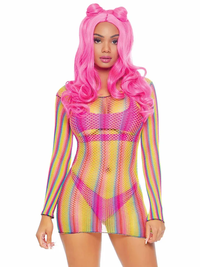 Female Sex Toys Leg Avenue Rainbow Fishnet Long Sleeved Mini Dress One Size Rainbow Female Sex Toys Leg Avenue Rainbow Fishnet Long Sleeved Mini Dress One Size Rainbow