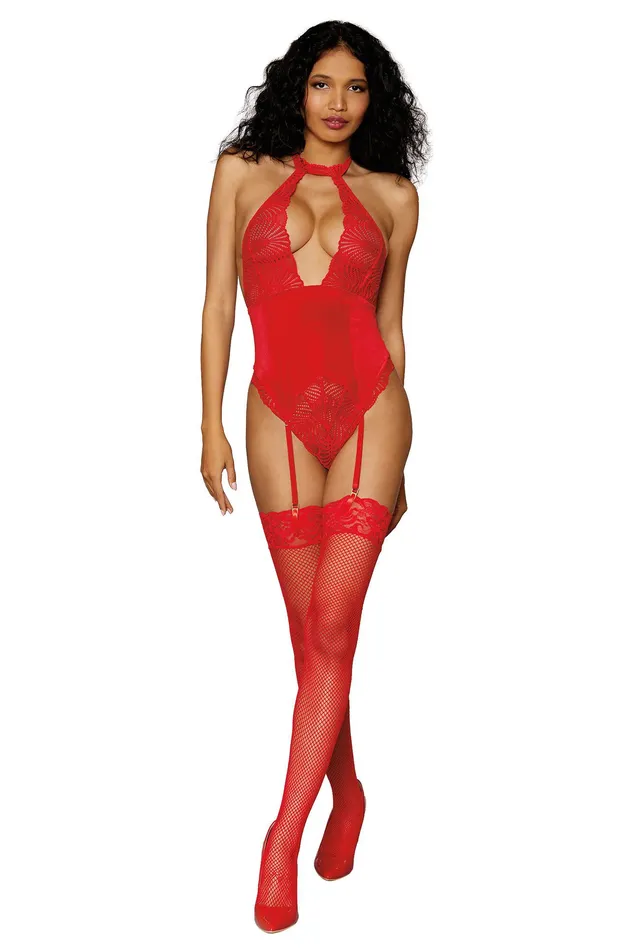 Garter Teddy One Size Lipstick Red Dreamgirl Vibrators