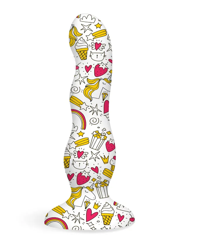 Icon Brands Dildos Collage Cupcake and Unicorns Curvy Silicone Dildo
