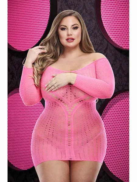 Jacquard Mini Dress Hot LC67 Pink XL Lapdance Lingerie Vibrators