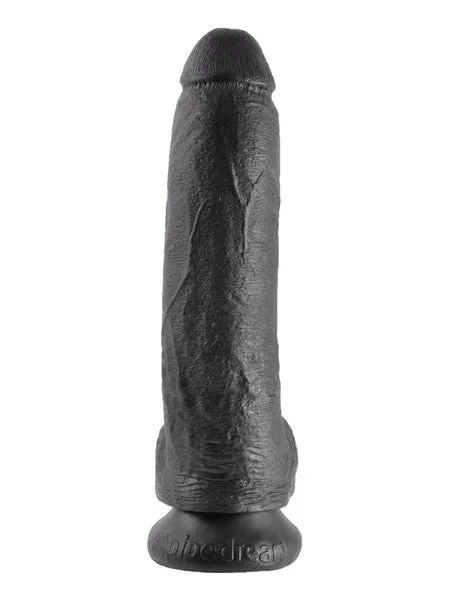 King Cock 9 in Cock With Balls Black Pipedream Products Dildos