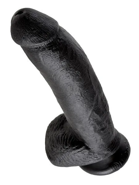 King Cock 9 in Cock With Balls Black Pipedream Products Dildos
