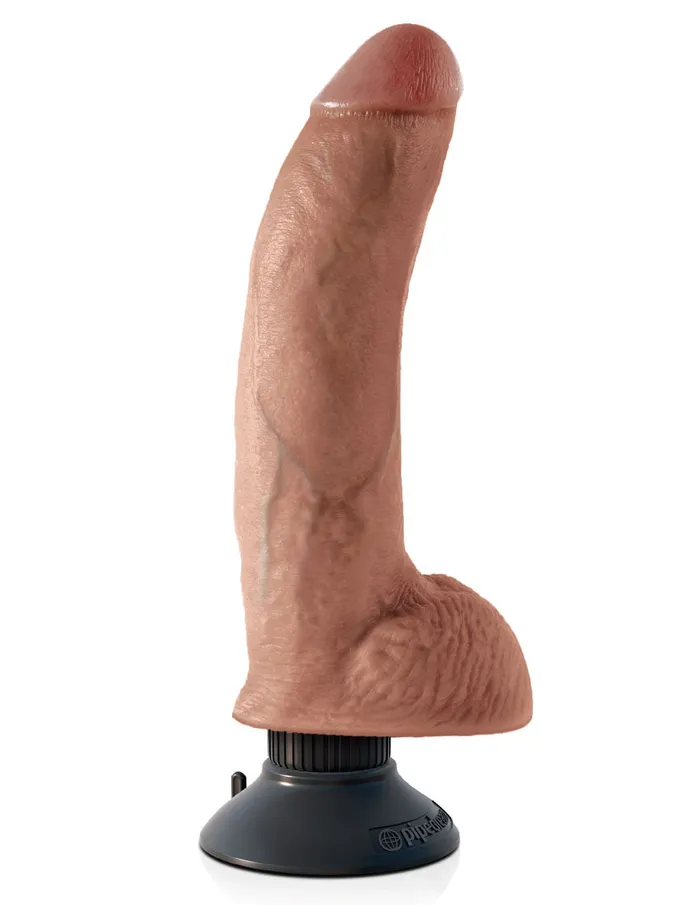 King Cock 9 Inch Vibrating Cock With Balls Tan Pipedream Dildos