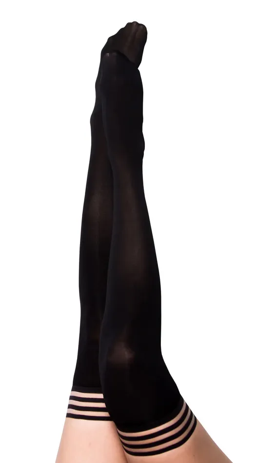Kixies Anal Danielle Black Opaque Thigh High Size C Black