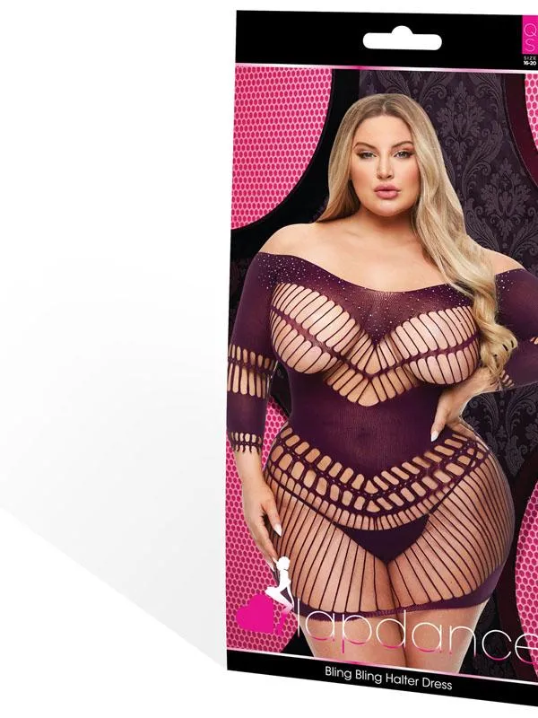 Lapdance Lingerie Anal Bling Bling Halter Dress Purple Q ENV Lapdance Lingerie Anal Bling Bling Halter Dress Purple Q ENV