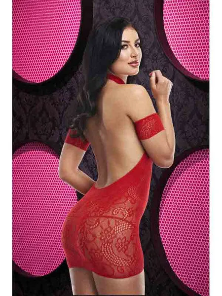 Lapdance Lingerie Vibrators Cut Out Lace Mini Dress LC75 Red Lapdance Lingerie Vibrators Cut Out Lace Mini Dress LC75 Red