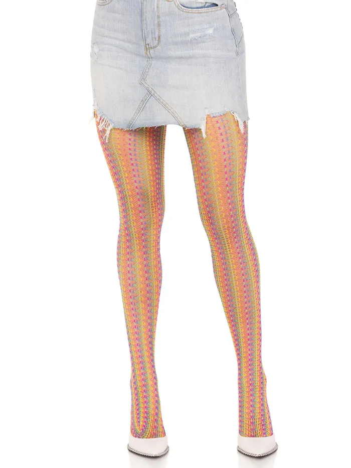 Leg Avenue Mens Underwear Rainbow Crochet Net Tights One Size Multicolor