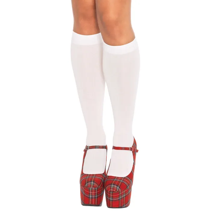 Leg Avenue Nylon Knee Highs White UK 8 to 14 Leg Avenue Lingerie Vibrators
