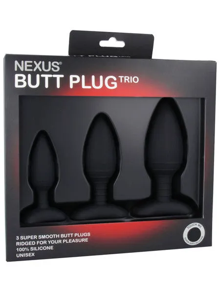 Nexus Anal BUTT PLUG TRIO 3 Solid Silicone Butt Plugs S M L Black Nexus Anal BUTT PLUG TRIO 3 Solid Silicone Butt Plugs S M L Black