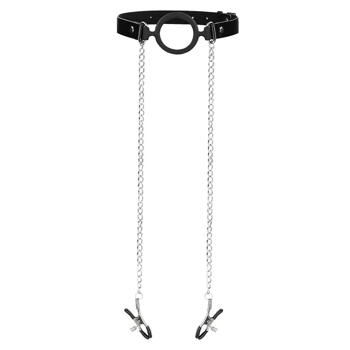 Ouch O Ring Gag With Nipple Clamps Shots Toys Couples