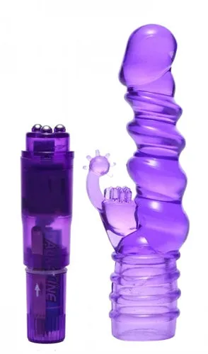 Royal Rocket Ribbed Rabbit Vive Purple XR Brands Trinity Vibes Vibrators