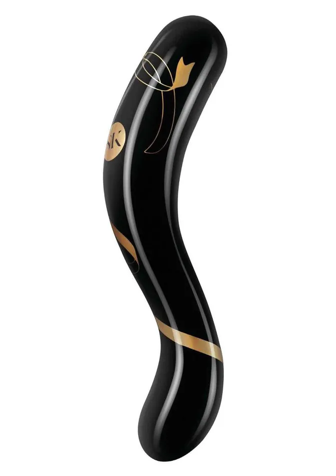 Secret Kisses 7 Inch Handblown Double Ended Dildo Black Secret Kisses Dildos
