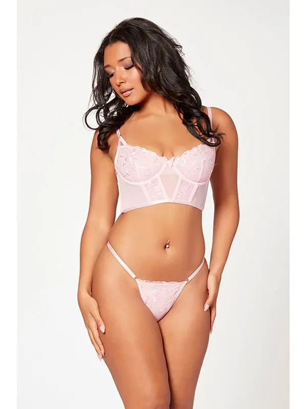Seven Til Midnight Vibrators 2 Pc Bustier And Thong Panty Set 11552 PINK L H
