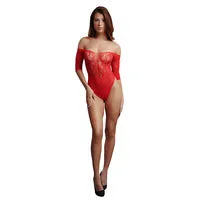 Shots Le Desir Lingerie Vibrators Crotchless Rhinestone Teddy Red OS