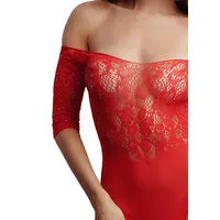 Shots Le Desir Lingerie Vibrators Crotchless Rhinestone Teddy Red OS