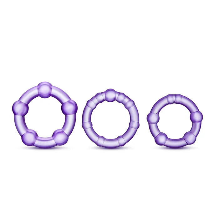 Stay Hard Beaded Cock Rings 3 Pack Purple Blush Novelties Dildos