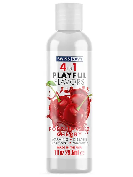 Swiss Navy Playful 4 In 1 Poppin Wild Cherry 1oz295 ml Swiss Navy Female Sex Toys Swiss Navy Playful 4 In 1 Poppin Wild Cherry 1oz295 ml Swiss Navy Female Sex Toys