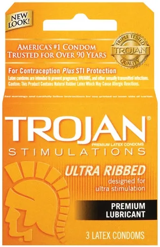 Trojan Condoms Male Sex Toys Trojan Stimulations Ultra Ribbed Lubricated Condoms 3 Pack Trojan Condoms Male Sex Toys Trojan Stimulations Ultra Ribbed Lubricated Condoms 3 Pack