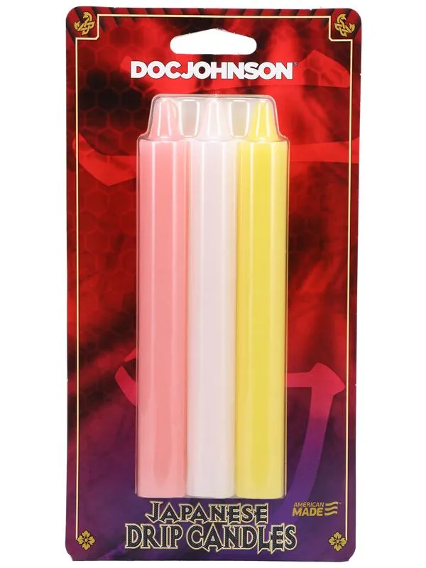 Vibrators Doc Johnson Japanese Drip Candles 3 Pack Pink White Yellow