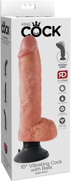 10 Vibrating Cock With Balls Pipedreams Female Sex Toys