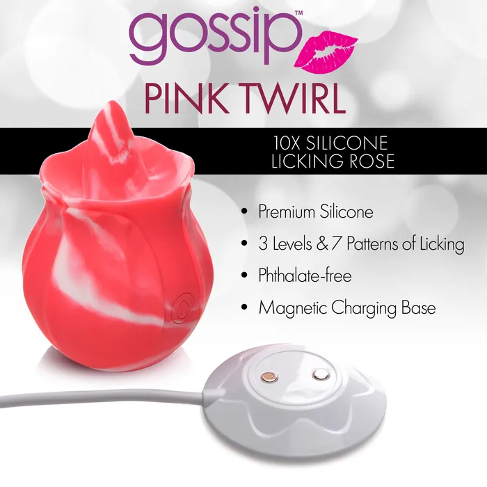 10X Pink Twirl Silicone Licking Rose Curve Toys Vibrators