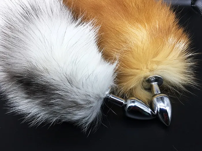 Anal pluglust 14 BROWN CAT TAIL STAINLESS STEEL PLUG