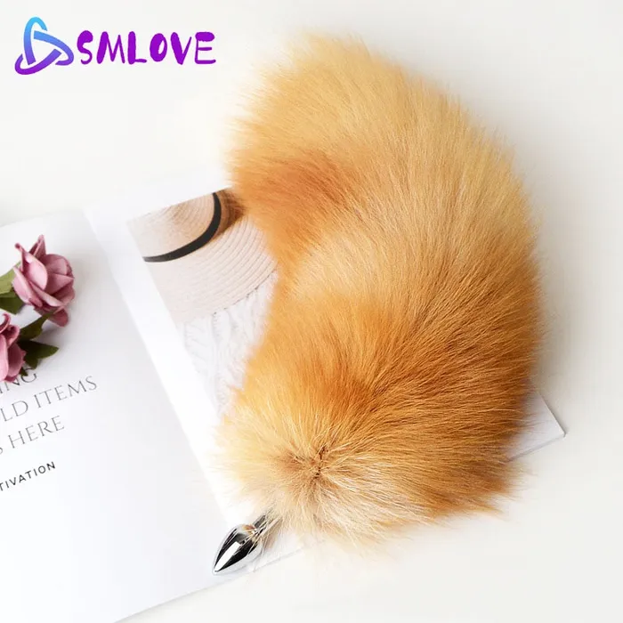 Anal pluglust 14 BROWN CAT TAIL STAINLESS STEEL PLUG