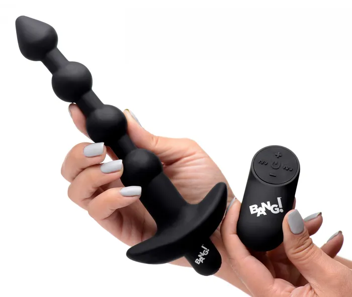 Anal Remote Control Vibrating Silicone Anal Beads Black XR Brands