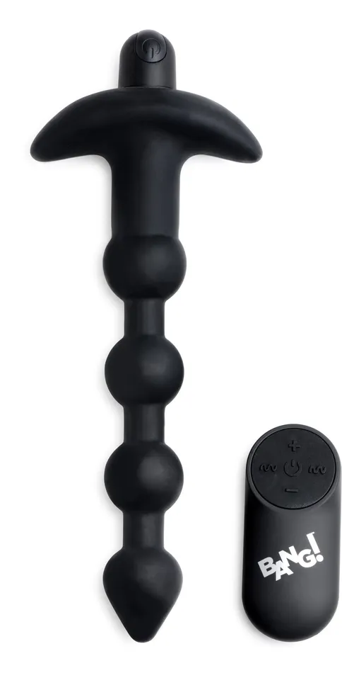 Anal Remote Control Vibrating Silicone Anal Beads Black XR Brands