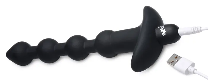 Anal Remote Control Vibrating Silicone Anal Beads Black XR Brands