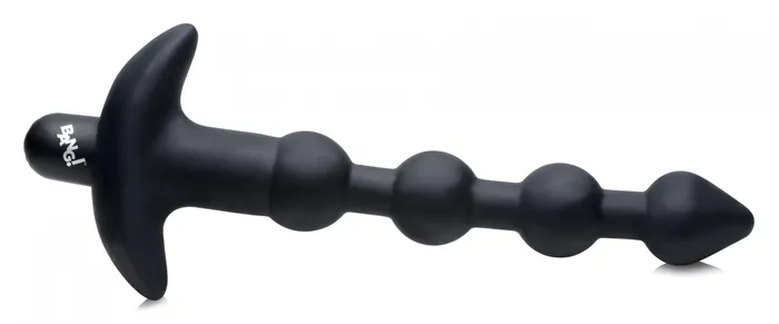 Anal Remote Control Vibrating Silicone Anal Beads Black XR Brands