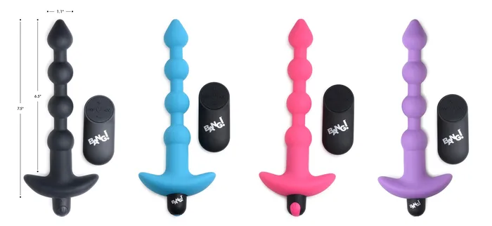 Anal Remote Control Vibrating Silicone Anal Beads Black XR Brands