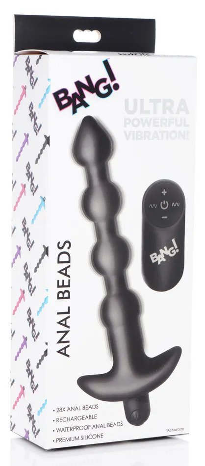 Anal Remote Control Vibrating Silicone Anal Beads Black XR Brands