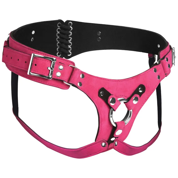 Bodice Deluxe Leather Corset Harness Pink XR Brands Vibrators