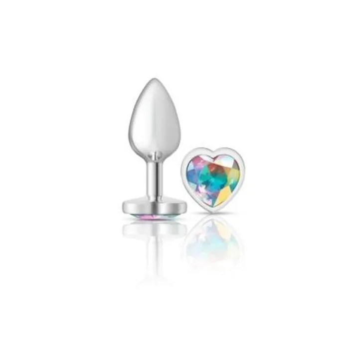 Cheeky Charms Silver Metal Butt Plug w Heart Clear Jewel Small Cheeky Charms Anal Cheeky Charms Silver Metal Butt Plug w Heart Clear Jewel Small Cheeky Charms Anal