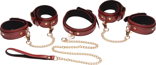 Couples Xr Brands 6 Piece Burgundy Bondage Set