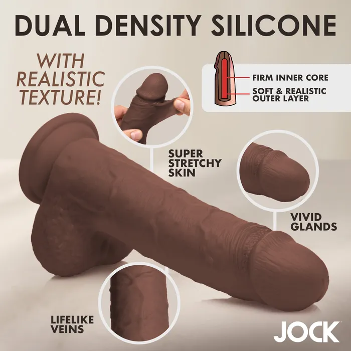 Curve Toys Dildos 10 Inch Real Skin Silicone Dildo with Balls Dark