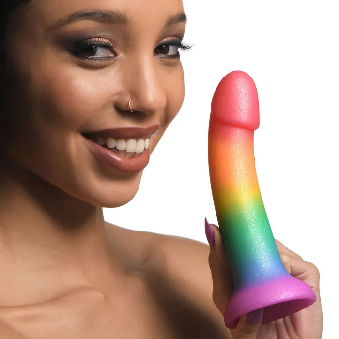 Curve Toys Dildos Phallic Rainbow Silicone Dildo