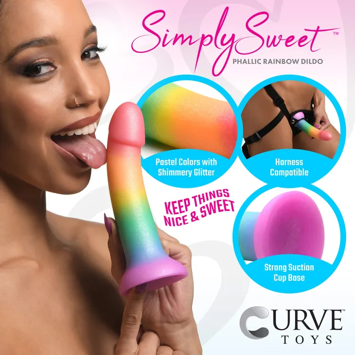 Curve Toys Dildos Phallic Rainbow Silicone Dildo