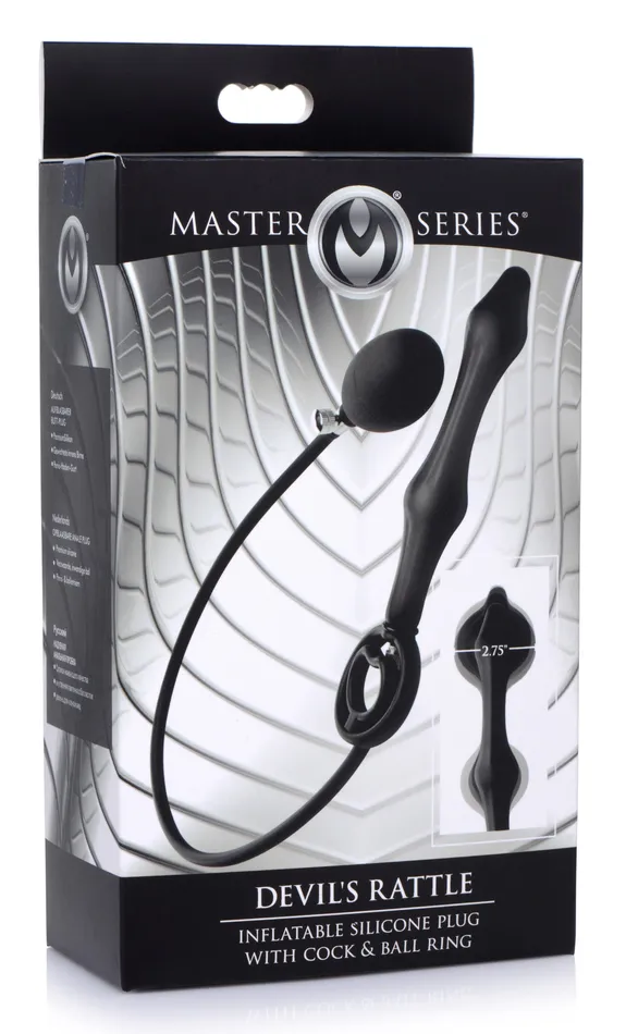Devils Rattle Inflatable Silicone Anal Plug with Cock and Ball Ring XR Brands Male Sex Toys