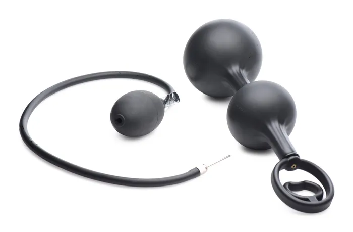 Devils Rattle Inflatable Silicone Anal Plug with Cock and Ball Ring XR Brands Male Sex Toys