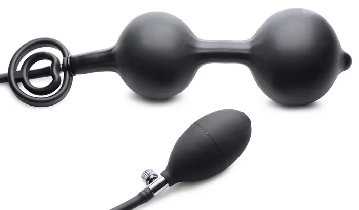 Devils Rattle Inflatable Silicone Anal Plug with Cock and Ball Ring XR Brands Male Sex Toys