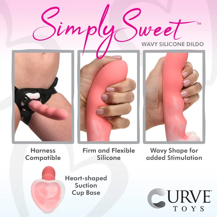 Dildos Curve Toys Wavy Silicone Pink and White Dildo